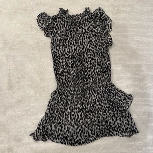 High neck cheetah rouched dress
